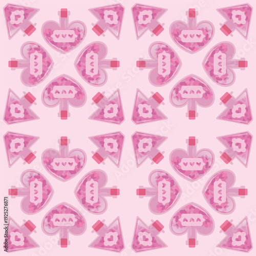 Magical love potion bottles seamless vector pattern