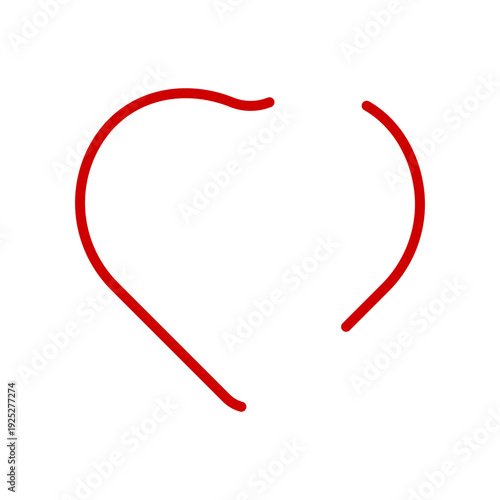 Abstract line silhouette of Red Heart isolated transparent. Modern vector line art Heart design. Perfect for modern trendy Valentine's Day concept t-shirt print hoodies decor. Editable