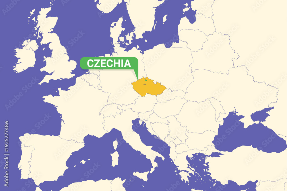 Obraz premium Illustration of Czechia map highlighting Prague