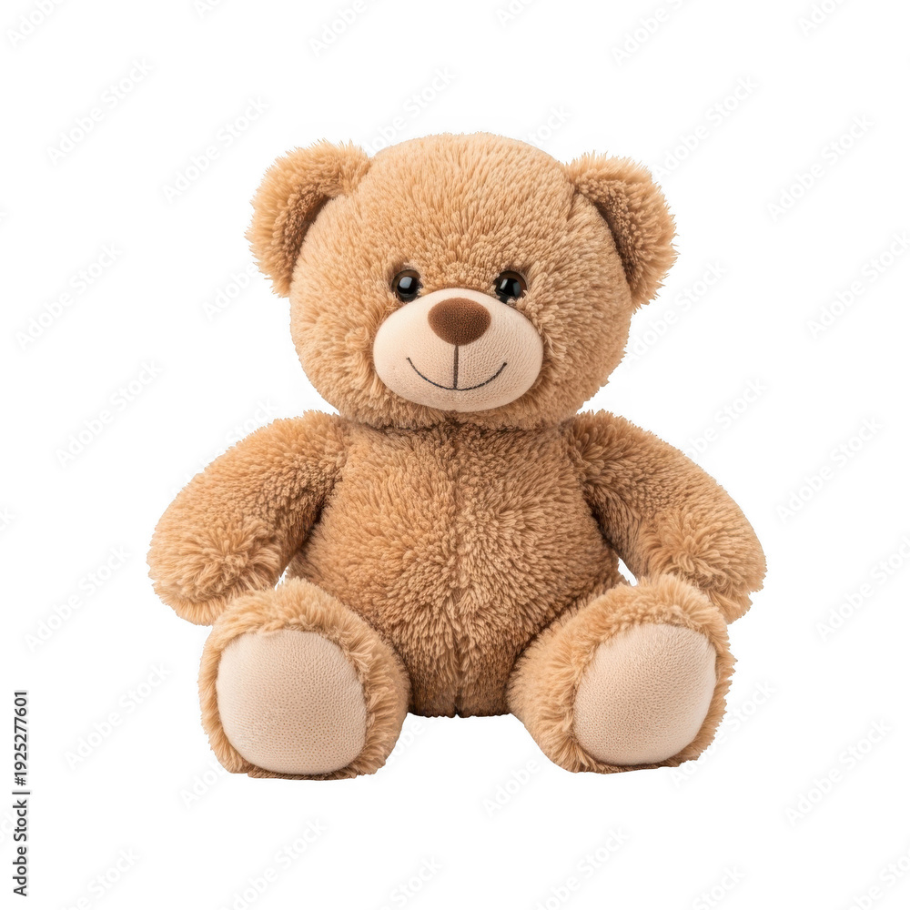 Fototapeta premium Cuddly brown teddy bear with soft fur and adorable expression, isolated on transparent background