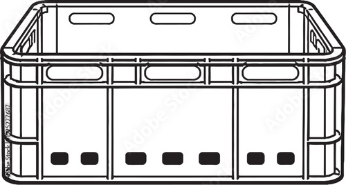 Plastic Fish Crate Line Art Icon
