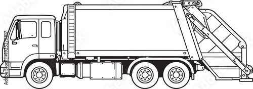 Garbage Compactor Truck Line Art Icon