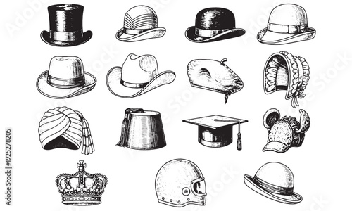 Vintage Hat Collection Illustration