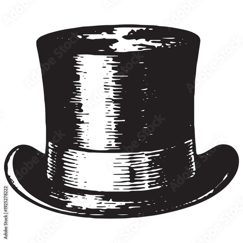 Photos Vintage Top Hat Engraving Classic Victorian Gentleman Formal Headwear Illustrati