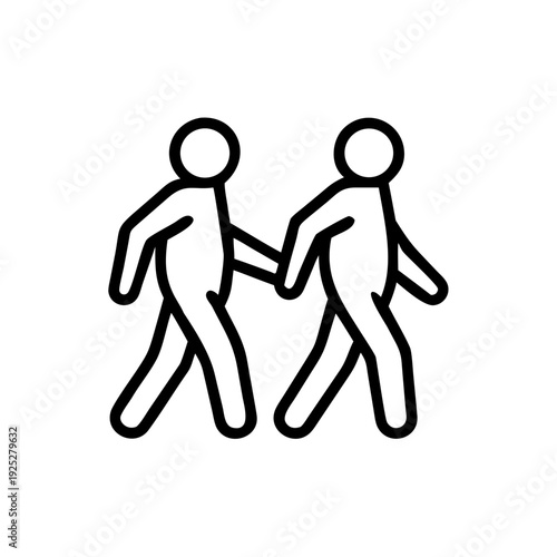 Two Colleagues Walking Together Icon — Business Partnership and Team Collaboration Symbol