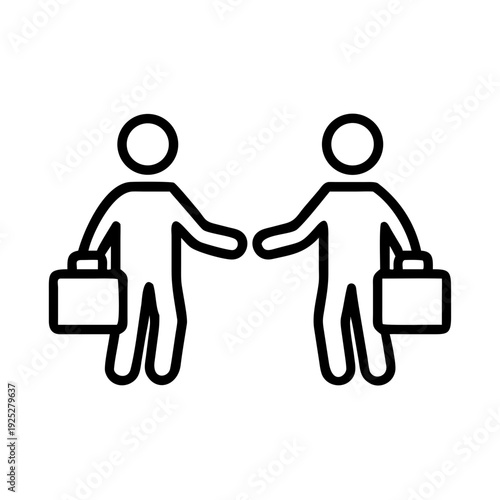 Two People with Briefcases Icon — Business Professionals and Corporate Partnership Symbol