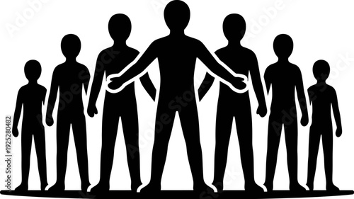 A diverse group of people standing together in unity and harmony, conveying a sense of community and togetherness.