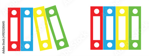 Office folder icon set. Colored set containing office folder files. Document or file management. Vector illustration.