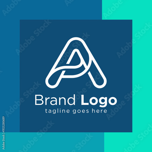 This logo design showcases an artistic 'A' shape featuring interconnected lines, representing modernity and brand identity for creative businesses and startups.