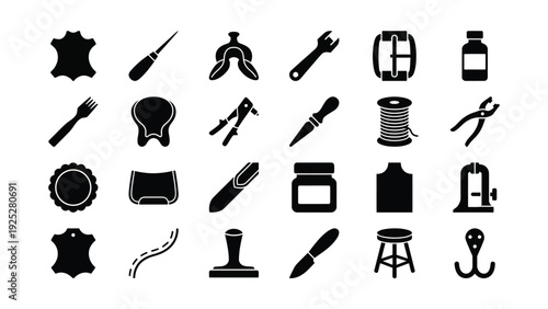 Sewing and Tailoring Icons Set Isolated on White Background