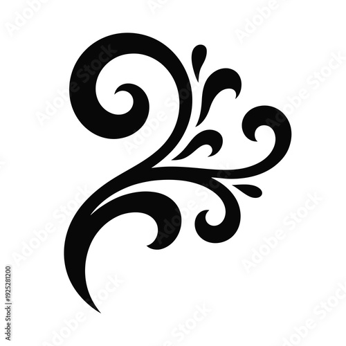 Vector of a stylized number two with floral design elements