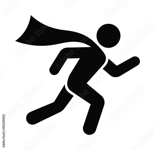 Vector of a person running with a cape flowing behind them quickly
