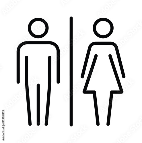 Vector of a man and woman separated by a line in a restroom