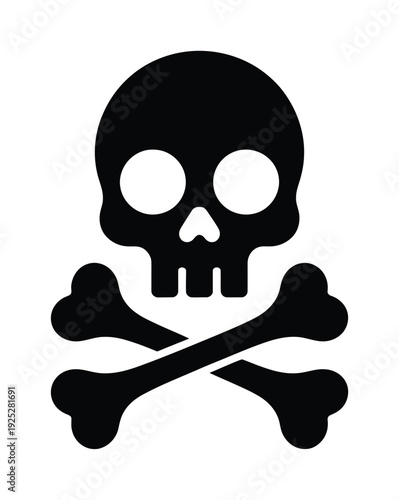 Vector of a black skull and crossbones symbol