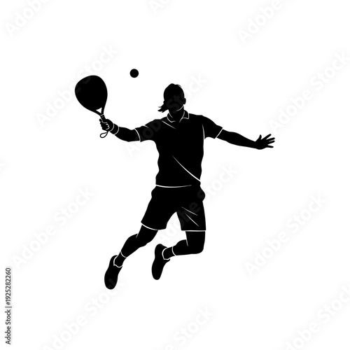 Silhouette of a Tennis Player Jumping to Serve a Ball