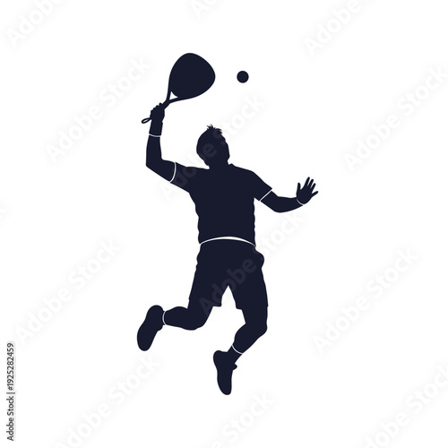 Silhouette of a tennis player jumping to hit the ball during a match