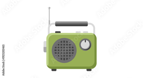 Vintage Green Portable Transistor Radio Illustration.