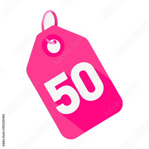 Vibrant pink discount tag with 50 percent off offer