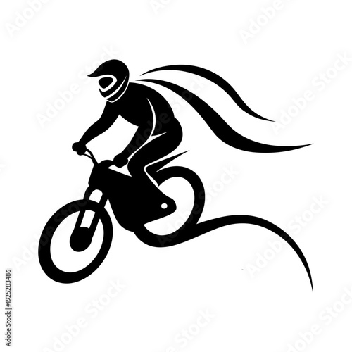 Professional cyclist riding mountain bike with dynamic motion