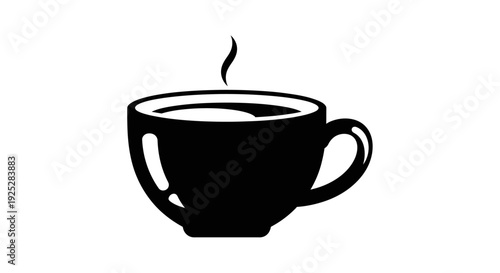 Hot steaming coffee cup with smoke rising, isolated white background.