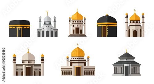 Collection of Mosque Architectural Styles and Designs.