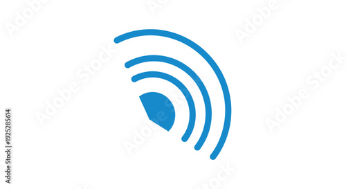 Blue WiFi signal icon on white background.