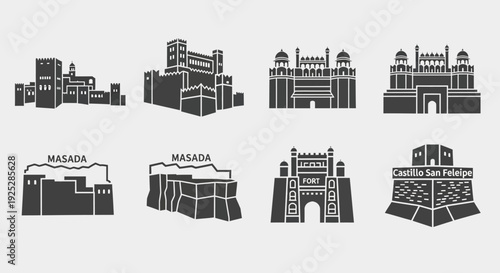 Collection of Various Building Silhouettes.