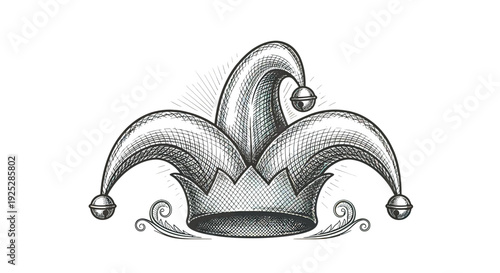 Jester Hat Crown Illustration Drawing Sketch.