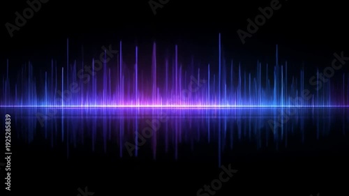 Electrifying Audio Waves: An abstract representation of sound waves pulsates with vibrant energy against a stark backdrop, capturing the essence of music, technology, and sonic artistry.