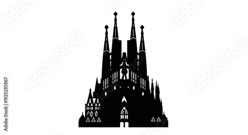 Gothic Cathedral Silhouette with Multiple Spires.