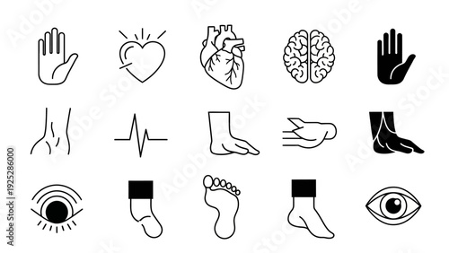 Human Body Parts Medical Line Icons Set.