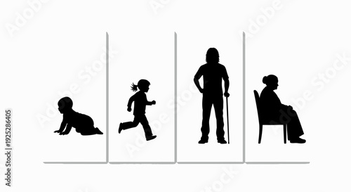 Human Life Stages Silhouette Illustration.
