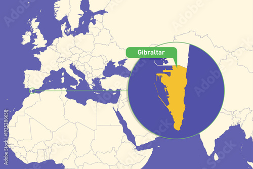 Illustration of Gibraltar map highlighting strategic location