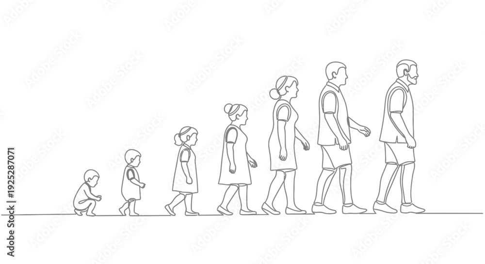 Naklejka premium Line drawing of people walking in a line.