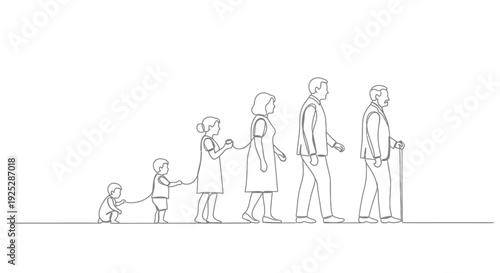 Line Drawing of People at Different Life Stages.