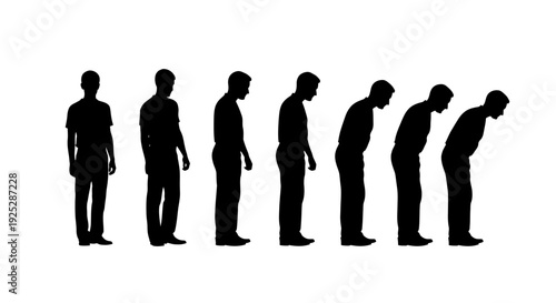 Man Silhouettes Showing Various Postures and Angles.
