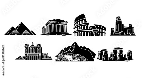 Monuments and Landmarks Silhouette Collection.