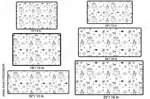 Foto Technology Doodle Icon Pattern Mouse Pad Size Mockup Set Vector Template