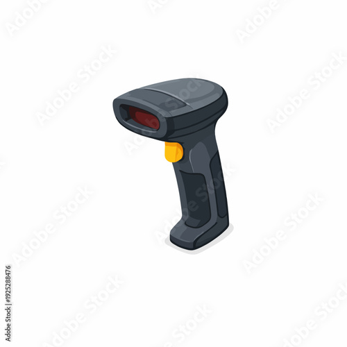 Ergonomic handheld barcode scanner illustration for efficient retail point of sale and inventory management, a modern digital data capture device crucial for optimizing business operations