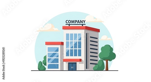 Modern Company Building Architecture Illustration.