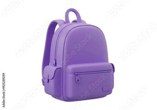 A vibrant purple backpack with a sleek design and multiple compartments. isolated on transparent background