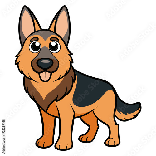 Cute German Shepherd dog with happy expression standing alone