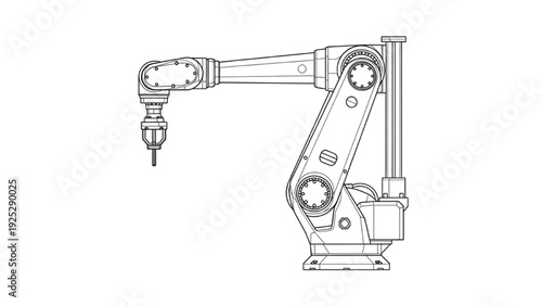 Column Mounted Articulated Robot 2D Engineering Drawing – Industrial Automation Front Elevation