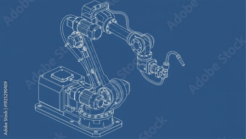 Industrial Welding Robot Blueprint – 6 Axis Articulated Robotic Arm Technical Engineering Plan