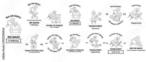 A set of 12 different designs with the word "we make it special" on the bottom