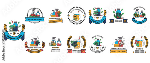 A collection of symbols and logos for a gardening company