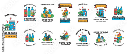 A collection of images of food and drink containers, including bottles, cups