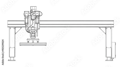Linear Axis Automation System 2D Engineering Drawing – Industrial Gantry Robot Front View