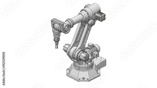 Industrial 6 Axis Articulated Robotic Arm CAD Model Rendering – Automation Engineering Design