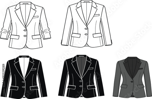 Five Blazers in Different Colors and Styles jackets